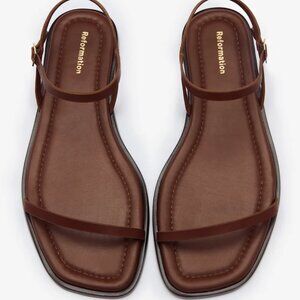 Reformation Lake Flat Sandal Brown - Size 6.5